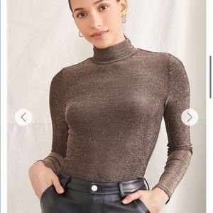 Glitter mock neck top